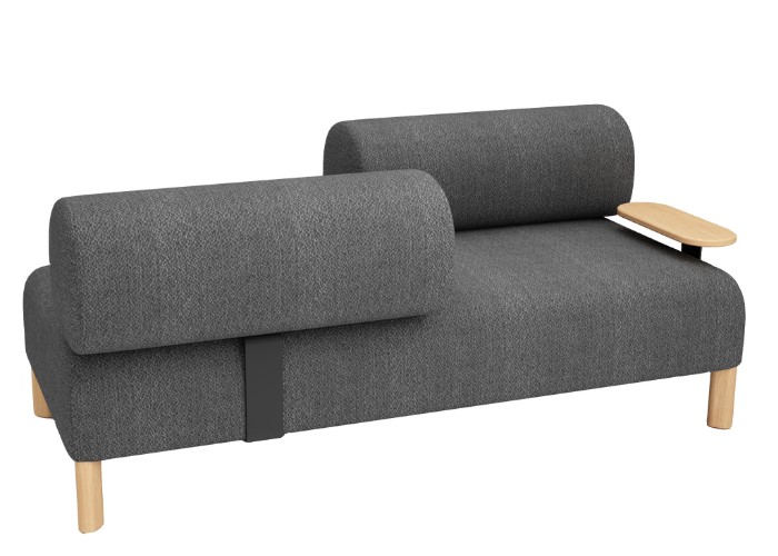 Pebble Two Seat Lounge - Opposite Facing + Table - Mid Grey